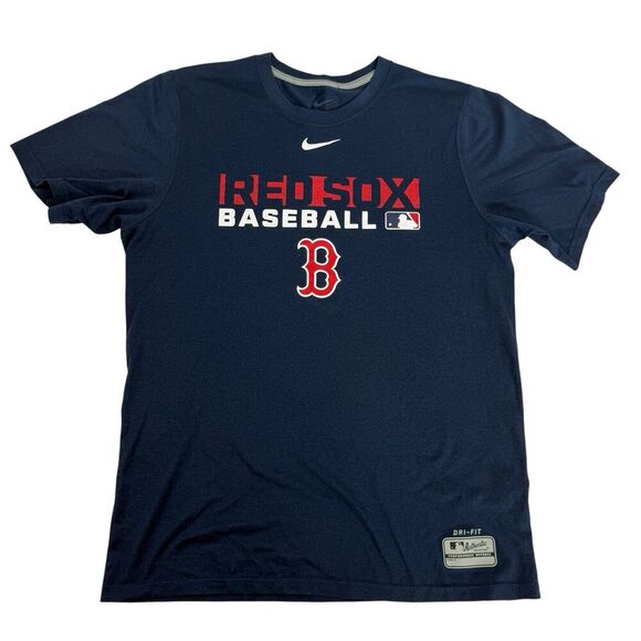 Nike Dri-Fit Boston Red Sox Short Sleeve Graphic T-Shirt Blue Red Sz S Mens - Picture 1 of 12